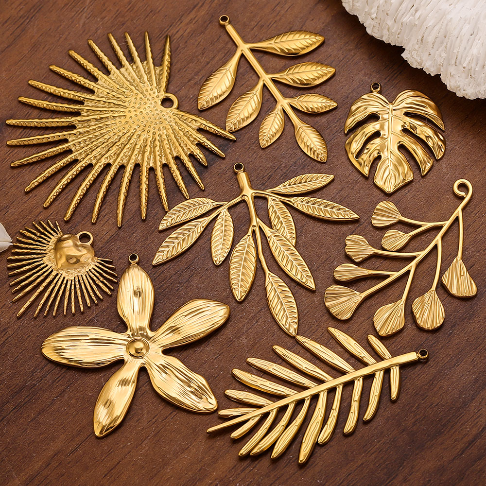 Embellishment Crafts - 5개 스테인리스 스틸 대형 잎꽃 참