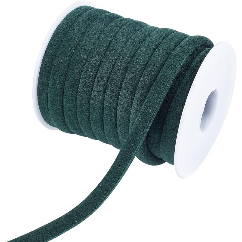 Velvet Ribbon Roll - 1 롤 10m 8mm 짙은 녹색