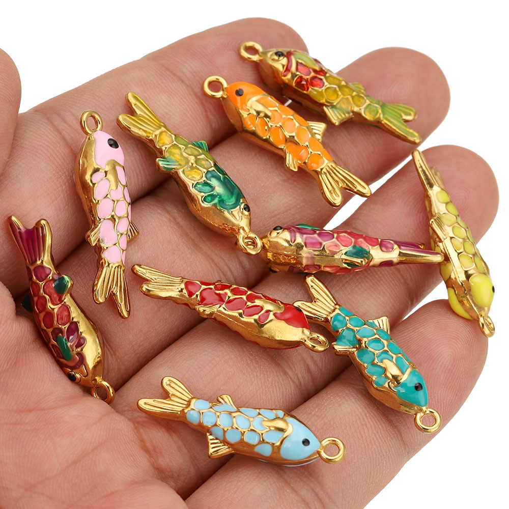 2개 스테인리스 스틸 컬러풀 에나멜 금붕어 참 펜던트  - Embellishment Crafts 리뷰 및 가격