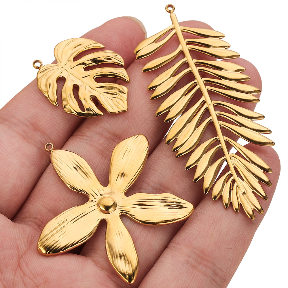 5개 스테인리스 스틸 대형 잎꽃 참 장식 여성용 쥬얼리 - Embellishment Crafts 리뷰 및 가격