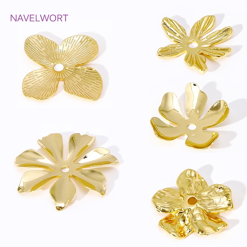 18K 금도금 대형 꽃 모양 비즈 캡, 보석 제작용,  - Embellishment Crafts 리뷰 및 가격