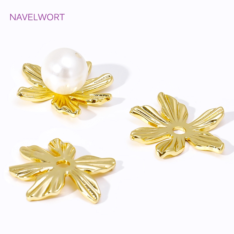 18K 금도금 대형 꽃 모양 비즈 캡, 보석 제작용,  - Embellishment Crafts 리뷰 및 가격