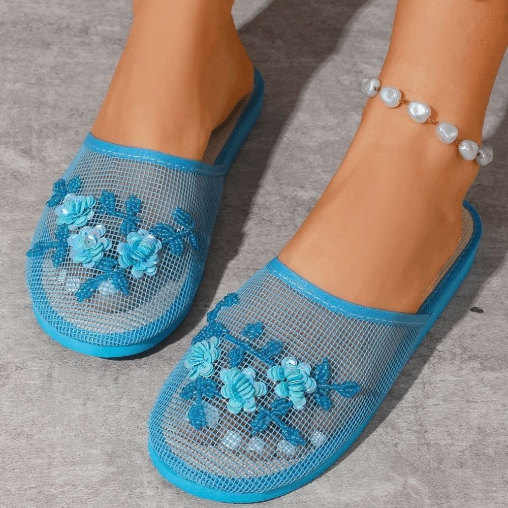 캐주얼 플라워 자수 메쉬 샌들 부드러운 밑창 통기성 슬 - Embroidery Embellishments 리뷰 및 가격
