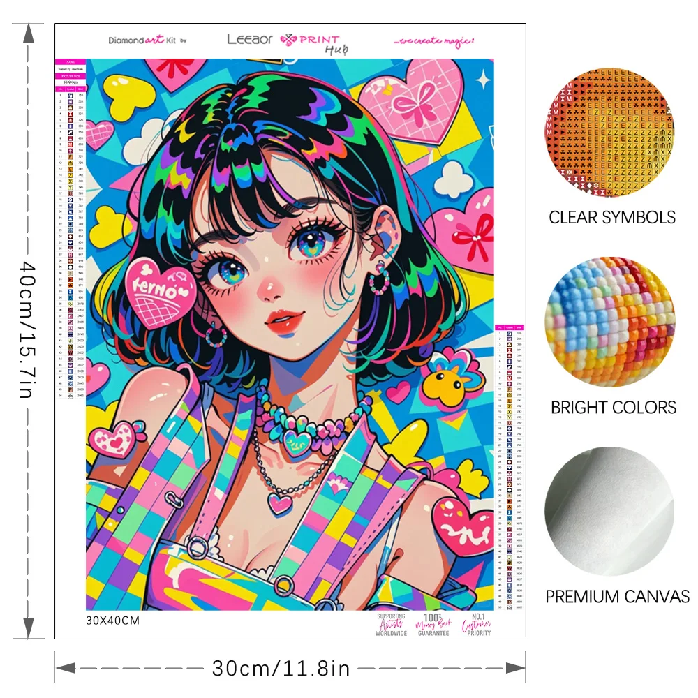 2024년 신제품 다이아몬드 페인팅 네온 만화 소녀 다 - Embroidery Embellishments 리뷰 및 가격