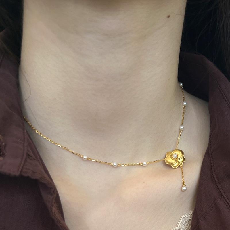 풍부하고 절묘한 벨벳 치자 나무 진주 목걸이 골동품 금 - Pearl Trim Chain 리뷰 및 가격
