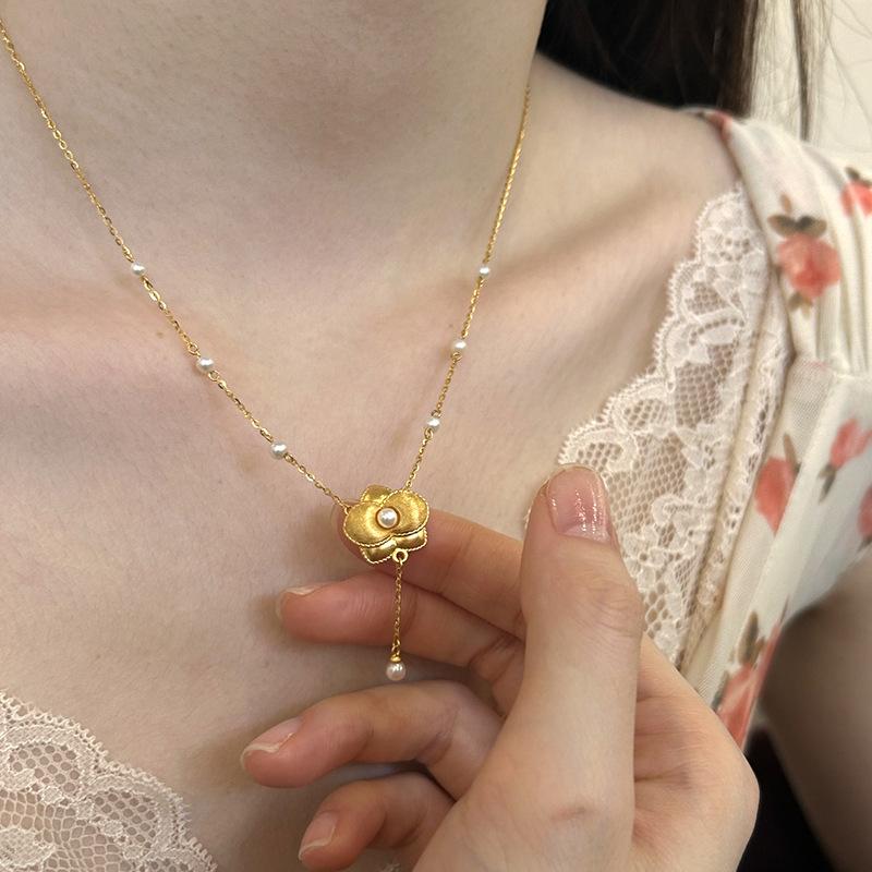 풍부하고 절묘한 벨벳 치자 나무 진주 목걸이 골동품 금 - Pearl Trim Chain 리뷰 및 가격