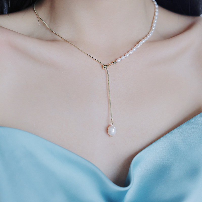 100% 천연 담수 진주 14K 골드 채워진 유행 여성 - Pearl Trim Chain 리뷰 및 가격