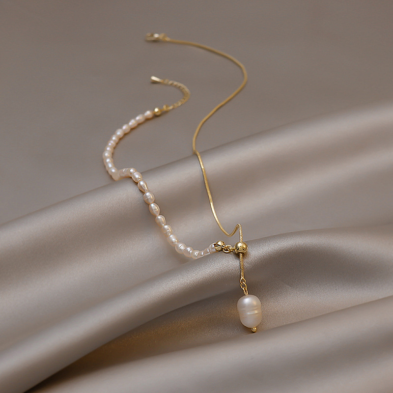 100% 천연 담수 진주 14K 골드 채워진 유행 여성 - Pearl Trim Chain 리뷰 및 가격