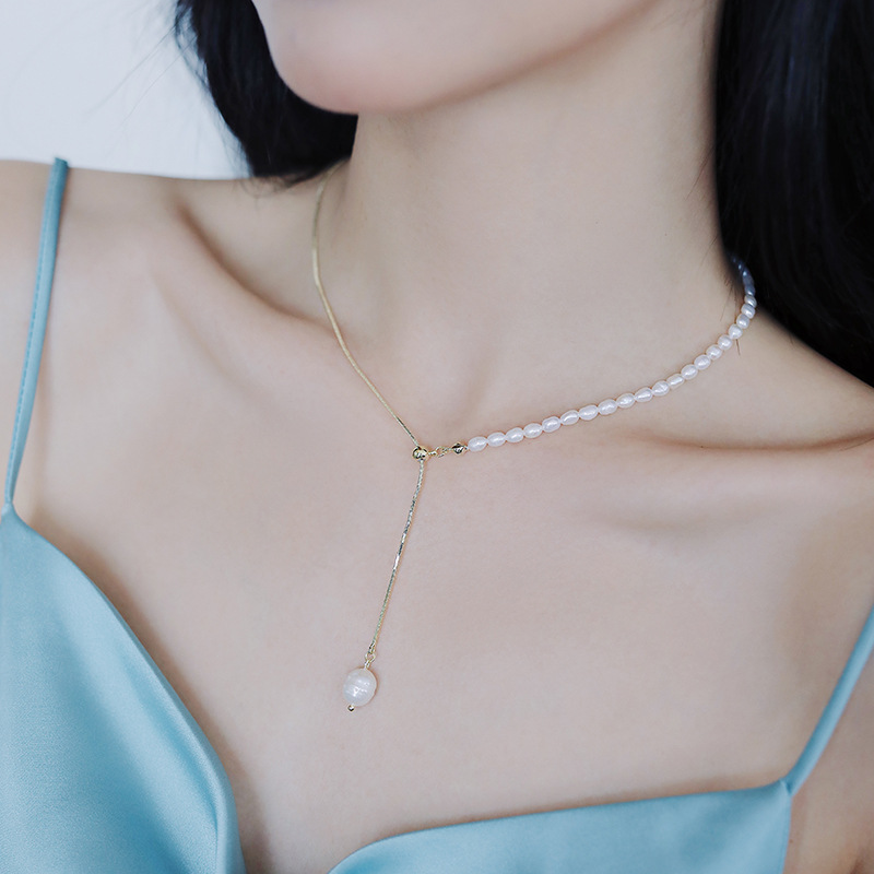 100% 천연 담수 진주 14K 골드 채워진 유행 여성 - Pearl Trim Chain 리뷰 및 가격