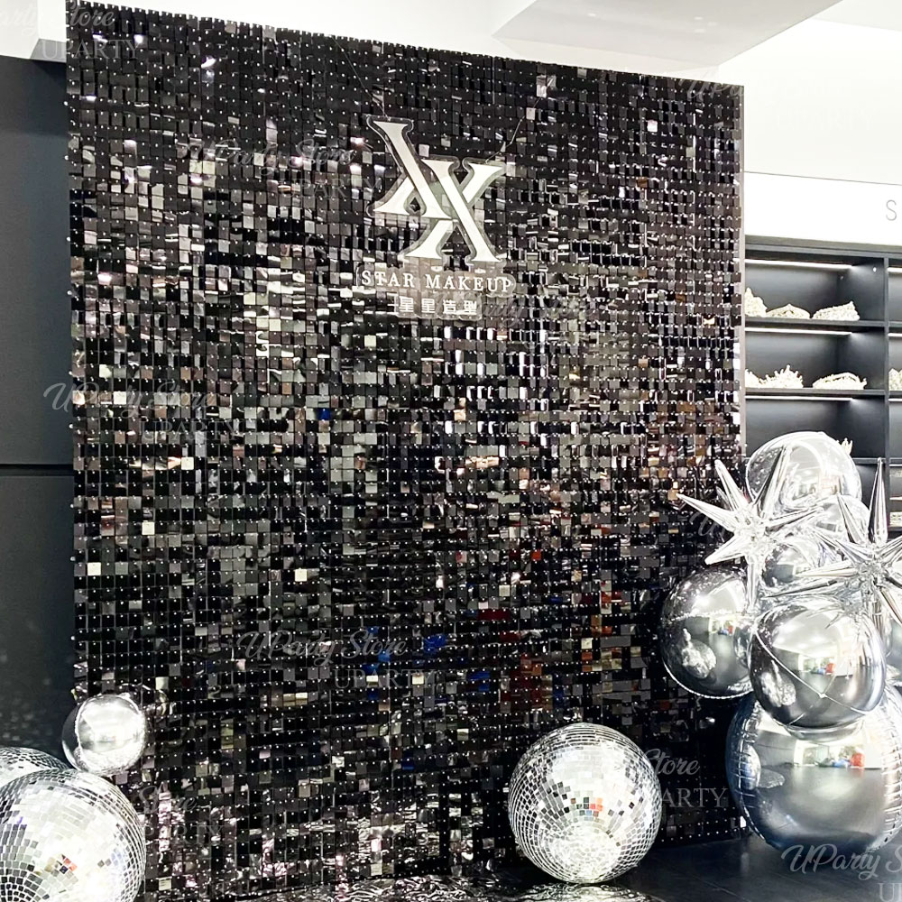 블랙 쉬머 벽 배경 12/16/24개 반짝이는 블랙 스 - Sequin Fabric Panel 리뷰 및 가격