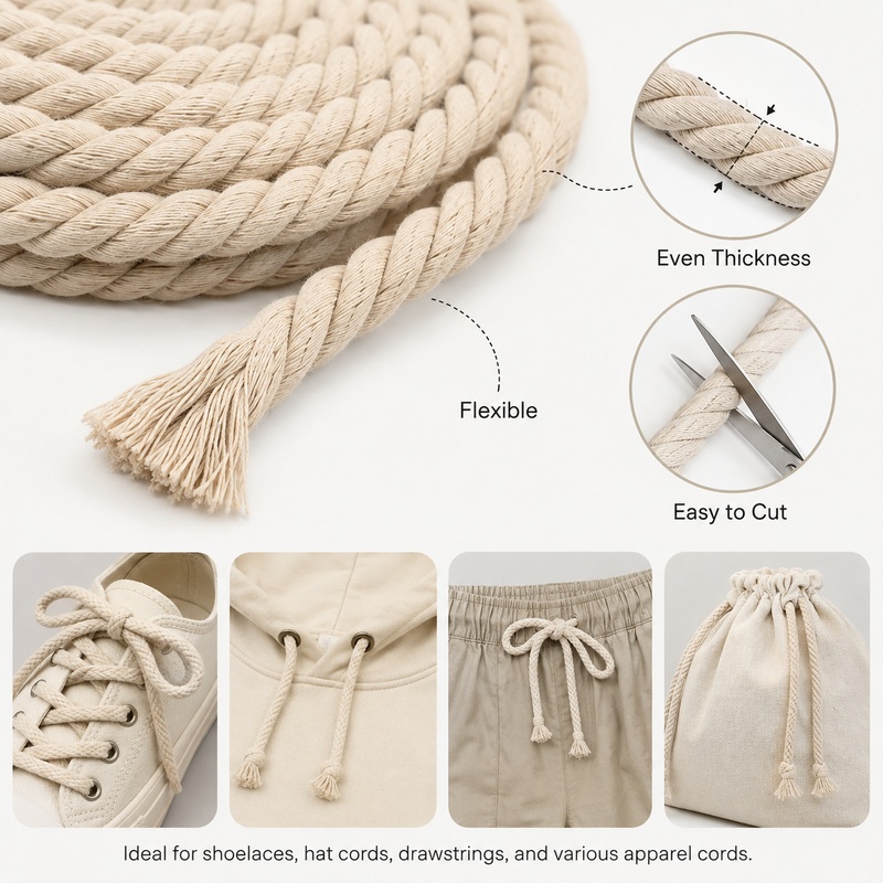 5M 5-20mm 면 꼬임 로프 신발끈, 후드티 끈,  - Cord Trim Twisted 리뷰 및 가격